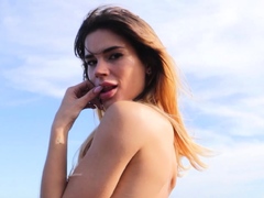 Spanish MILF babe hot outdoor striptease